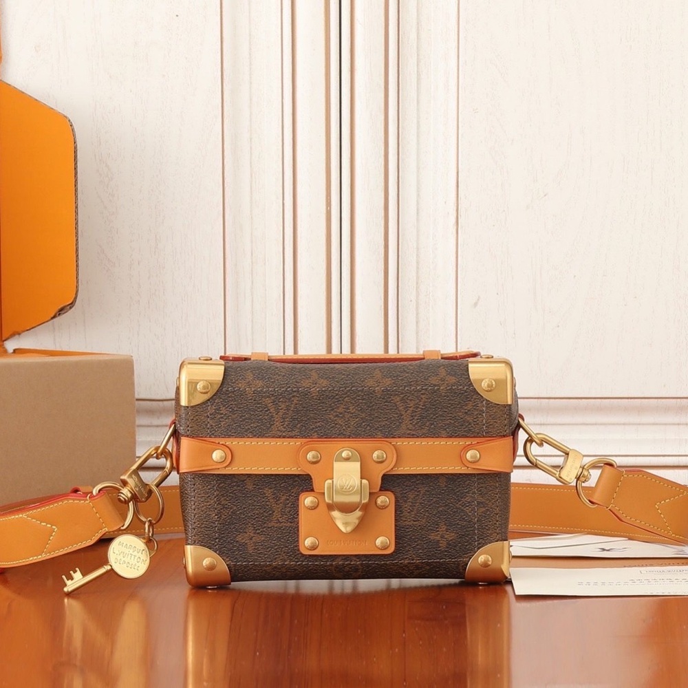Louis Vuitton Brown Trunk-Style Handbag